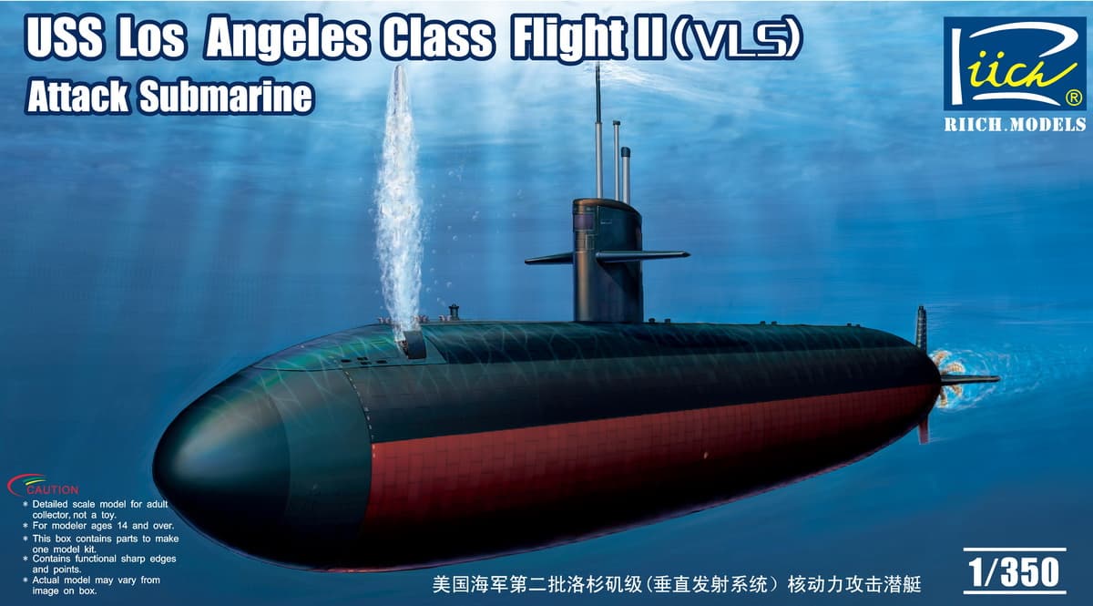 Riich Model 1/350 USS Los Angeles Class Flight II (VLS) Attack Submarine (RN28006)