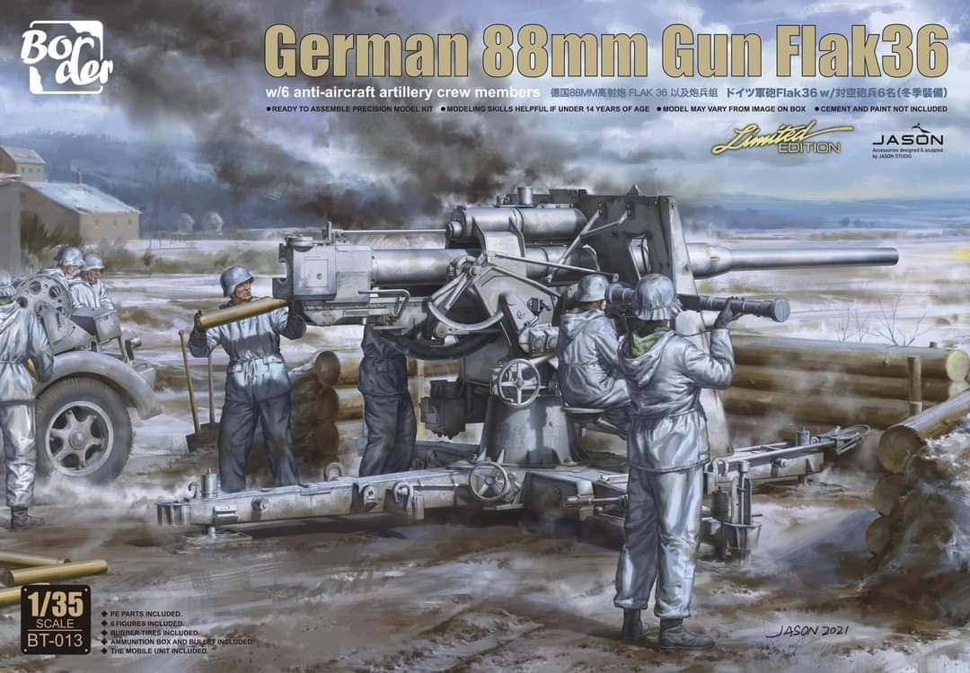 Border Model 1/35 German 88mm Gun Flak36 w/6 Anti-Aircraft Artillery Crew Members (BT-013)