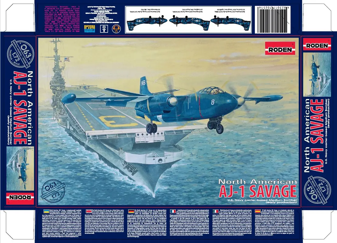 โมเดลเครื่องบิน RODEN 1/72 RO063 NORTH AMERICAN AJ-1 SAVAGE