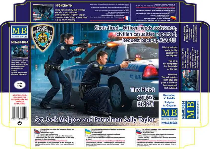 โมเดลฟิกเกอร์ Master Box 1/24 MB24064 The Heist series, Kit №1. Shots fired – Officer needs assistance,