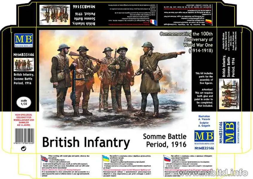 โมเดลฟิกเกอร์ Master Box 1/35 MB35146 British Infantry, Somme Battle Period, 1916