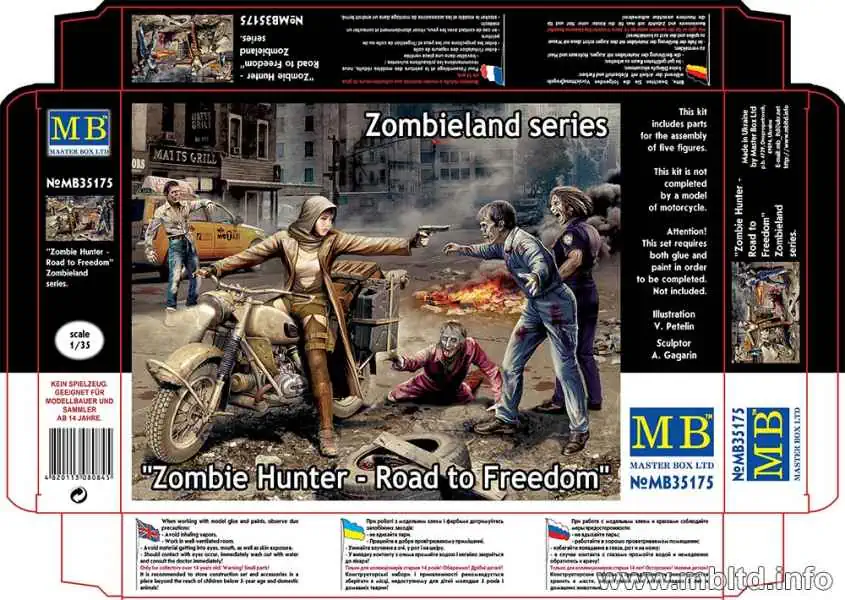 โมเดลฟิกเกอร์ Master Box 1/35 MB35175 Zombie Hunter - Road to Freedom, Zombieland series