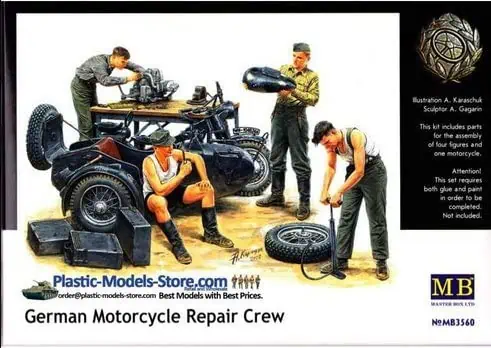 โมเดลฟิกเกอร์ Master Box 1/35 MB3560 GERMAN MOTORCYCLE REPAIMB 355R CREW 1/35