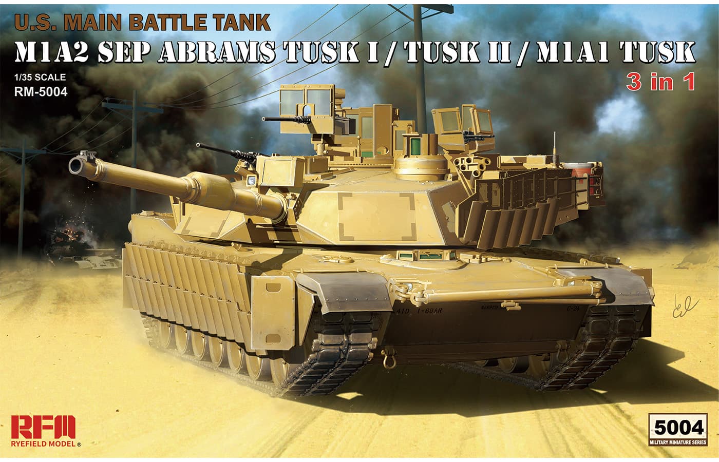 Rye Field Model 1/35 M1A1/M1A2 Tusk w/workable track links (RFM5004) - RFM5004