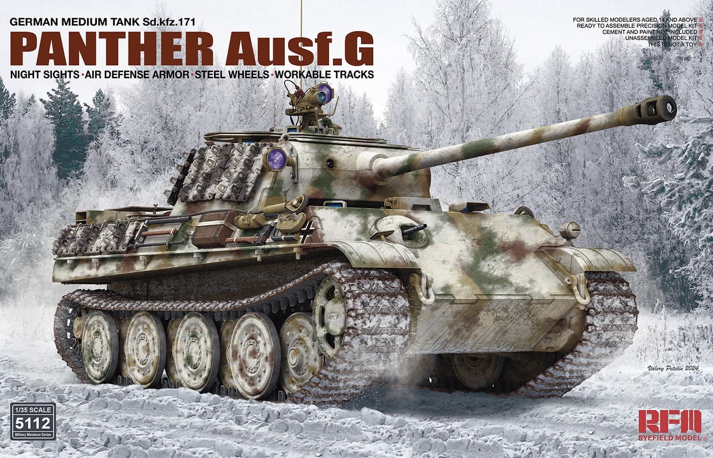 Rye Field Model 1/35 Panther G w/Night Sights / Air Defense Armor / Steel Tired (RFM5112) - RFM5112