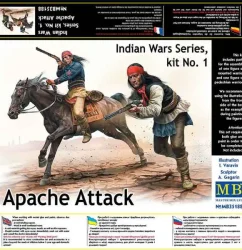 โมเดลฟิกเกอร์ Master Box 1-35 MB35188 Indian Wars Series, kit No. 1. Apache Attack_1